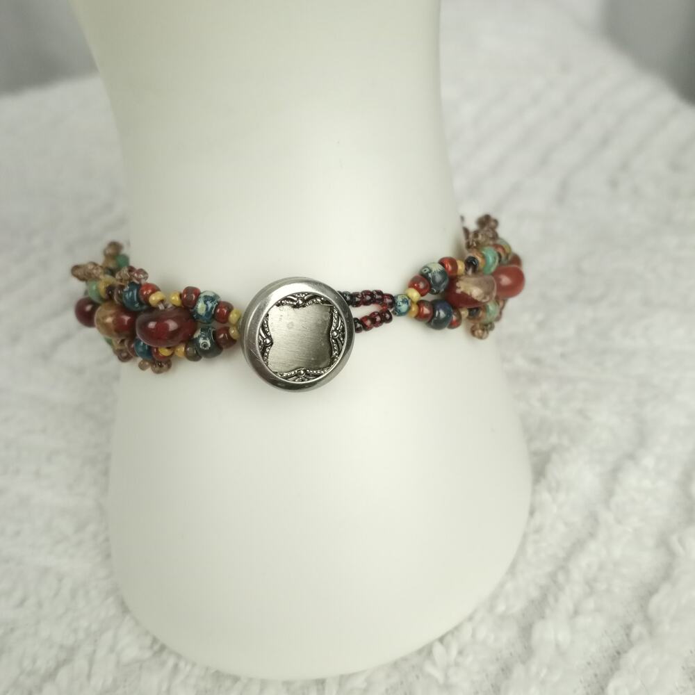 HANDMADE  Rustic Boho Style Red Jasper Stone Bracelet - Picture 3 of 7